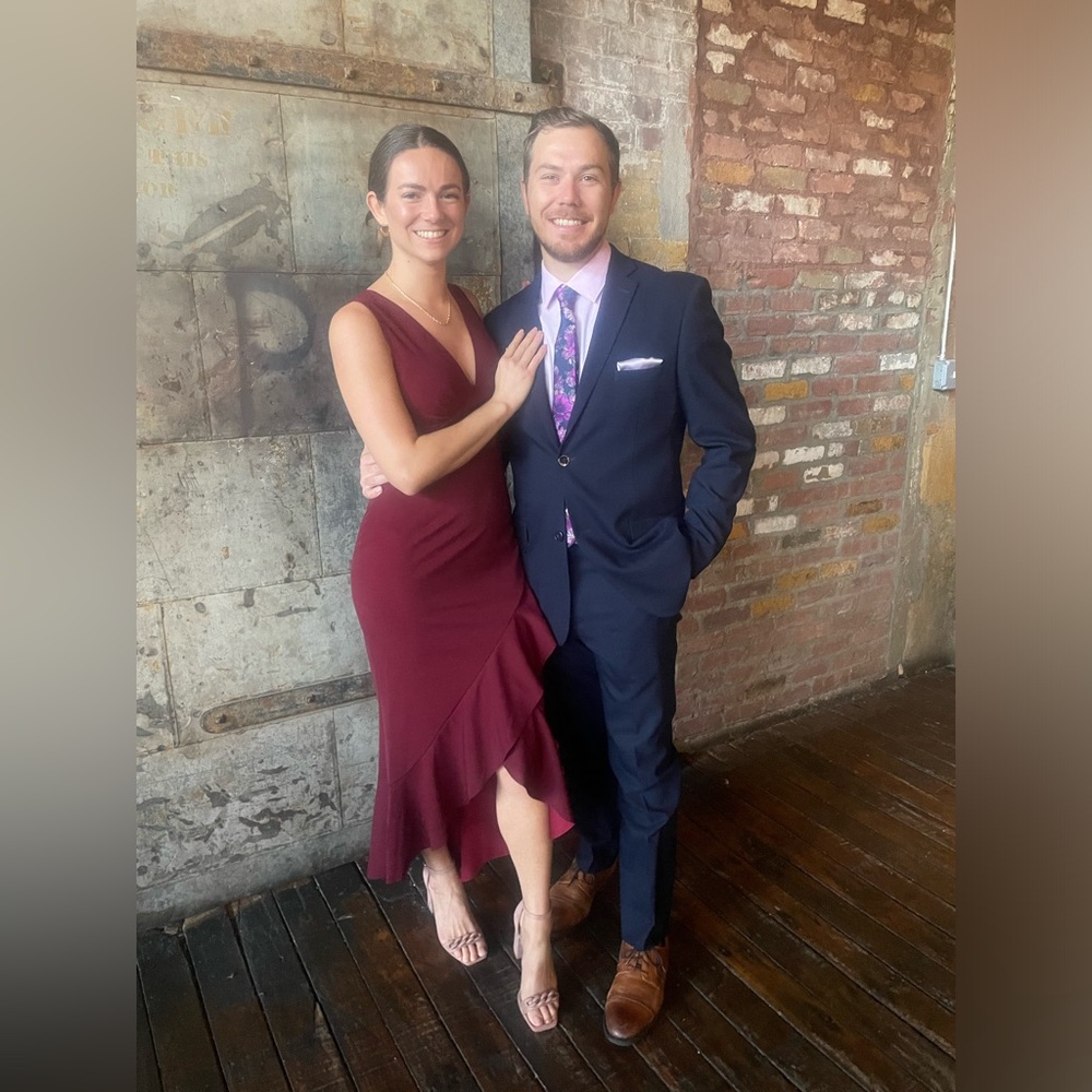 Maroon Shein Fall Wedding Guest Dress- V-Neck, Sleeveless